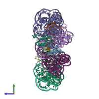 PDB entry 3g8t coloured by chain, side view.