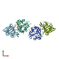 PDB entry 3g8w coloured by chain, front view.