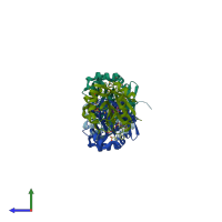 PDB entry 3g8w coloured by chain, side view.