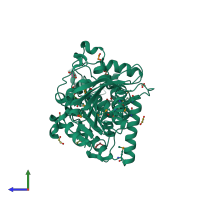 PDB entry 3g8y coloured by chain, side view.