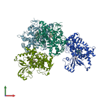 PDB entry 3g93 coloured by chain, front view.