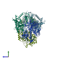 PDB entry 3g93 coloured by chain, side view.