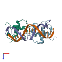 PDB entry 3g97 coloured by chain, top view.