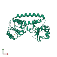 PDB entry 3g9q coloured by chain, front view.