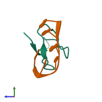 PDB entry 3g9y coloured by chain, side view.