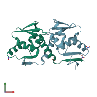 PDB entry 3ga1 coloured by chain, front view.