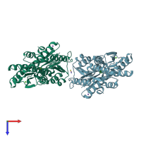 PDB entry 3ga5 coloured by chain, top view.