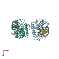 PDB entry 3ga6 coloured by chain, top view.