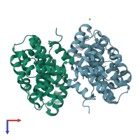 PDB entry 3gae coloured by chain, top view.