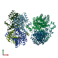 PDB entry 3gaf coloured by chain, front view.