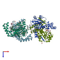 PDB entry 3gag coloured by chain, top view.
