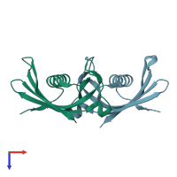 PDB entry 3gax coloured by chain, top view.