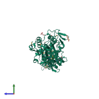 PDB entry 3gb0 coloured by chain, side view.