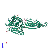 PDB entry 3gb0 coloured by chain, top view.