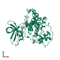 Monomeric assembly 1 of PDB entry 3gb2 coloured by chemically distinct molecules, front view.