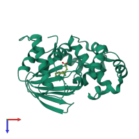 PDB entry 3gbg coloured by chain, top view.