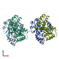 PDB entry 3gbh coloured by chain, front view.
