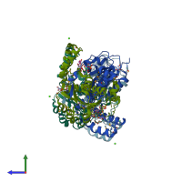 PDB entry 3gbh coloured by chain, side view.
