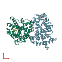 PDB entry 3gbk coloured by chain, front view.