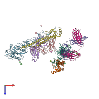PDB entry 3gbm coloured by chain, top view.