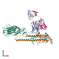 PDB entry 3gbn coloured by chain, front view.