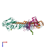 PDB entry 3gbn coloured by chain, top view.
