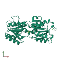 PDB entry 3gbp coloured by chain, front view.