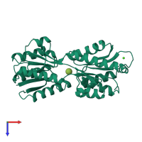 PDB entry 3gbp coloured by chain, top view.