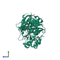 PDB entry 3gbt coloured by chain, side view.