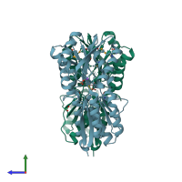 PDB entry 3gbv coloured by chain, side view.