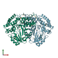 PDB entry 3gbx coloured by chain, front view.