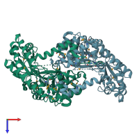 PDB entry 3gbx coloured by chain, top view.