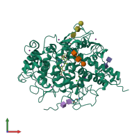 PDB entry 3gc1 coloured by chain, front view.