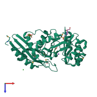 PDB entry 3gc2 coloured by chain, top view.