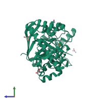 PDB entry 3gc4 coloured by chain, side view.