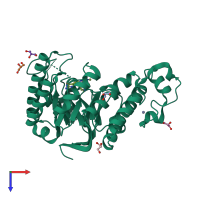 PDB entry 3gc4 coloured by chain, top view.