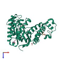 PDB entry 3gc5 coloured by chain, top view.