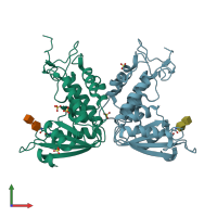 PDB entry 3gc6 coloured by chain, front view.