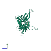 PDB entry 3gcn coloured by chain, side view.