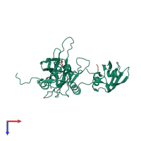 PDB entry 3gcn coloured by chain, top view.