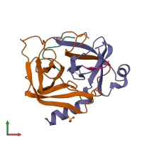 PDB entry 3gct coloured by chain, front view.