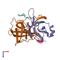 PDB entry 3gct coloured by chain, top view.