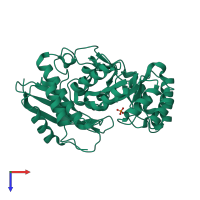 PDB entry 3gd6 coloured by chain, top view.