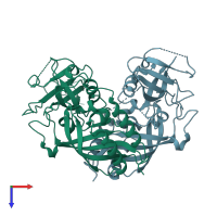 PDB entry 3gdi coloured by chain, top view.