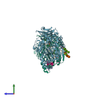 PDB entry 3gdn coloured by chain, side view.