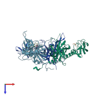 PDB entry 3gdu coloured by chain, top view.