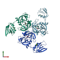 PDB entry 3gdv coloured by chain, front view.