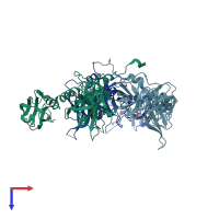 PDB entry 3gdv coloured by chain, top view.