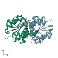 PDB entry 3gdw coloured by chain, front view.