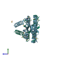 PDB entry 3gdw coloured by chain, side view.